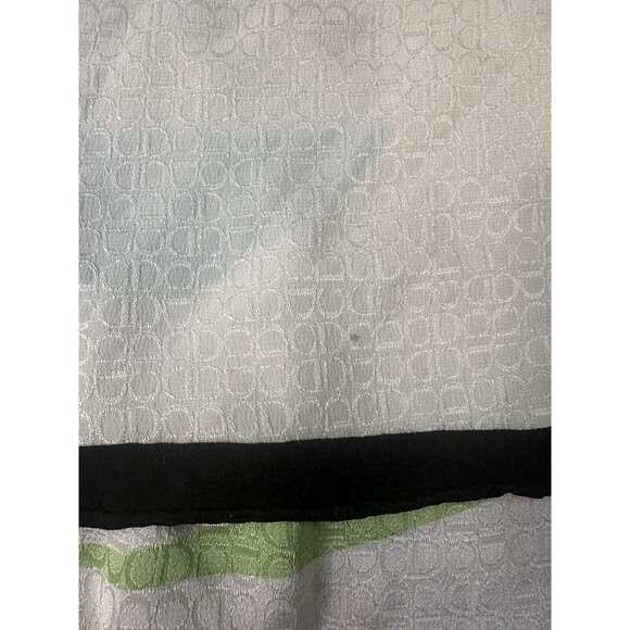 Vtg Christian Dior Multi-Color White Teal Green Black Abstract CD Monogram Scarf - Picture 8 of 15